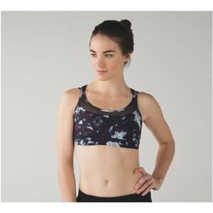Lululemon Athletica Womens Static Blossom Multi Black Get Down Sports Bra Size 6